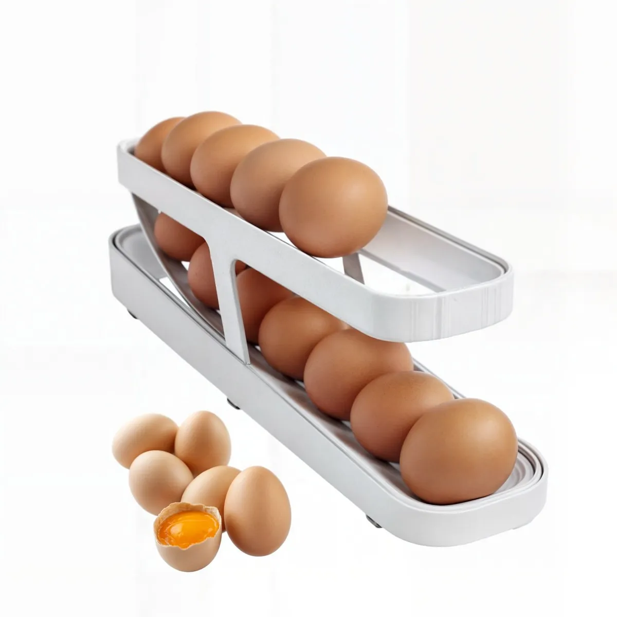 GENERICO - huevera dispensador de huevos organizador de huevos 2 pisos