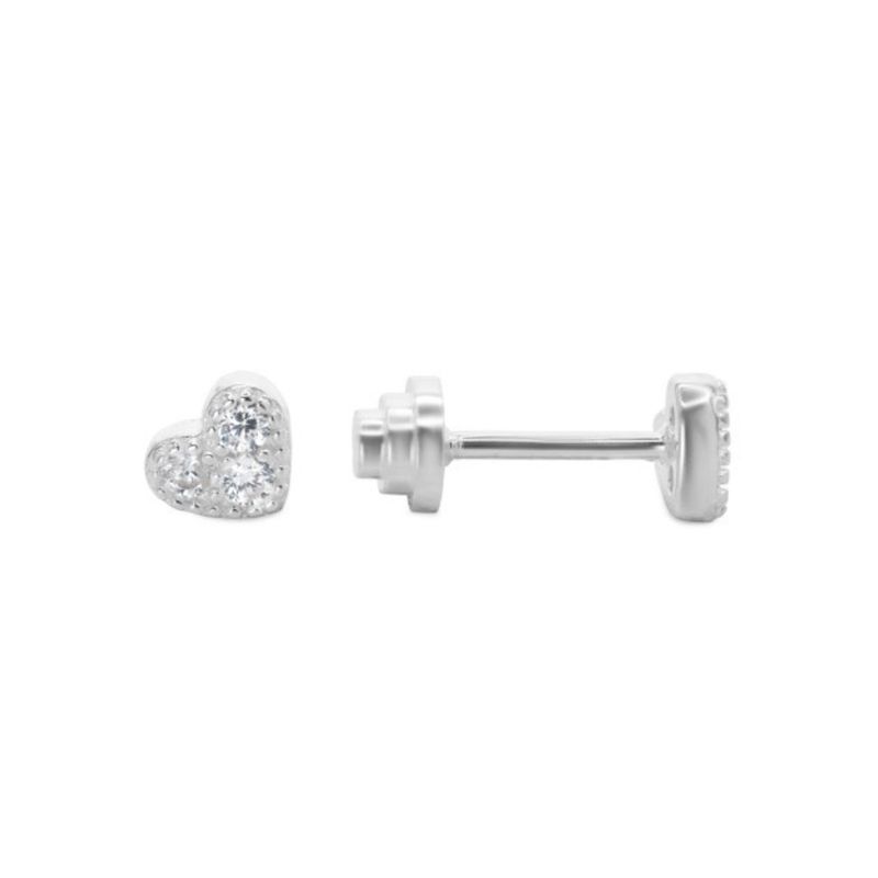 GENERICO - Aros de Plata Piercing de Tope con Diseño Corazón Circones