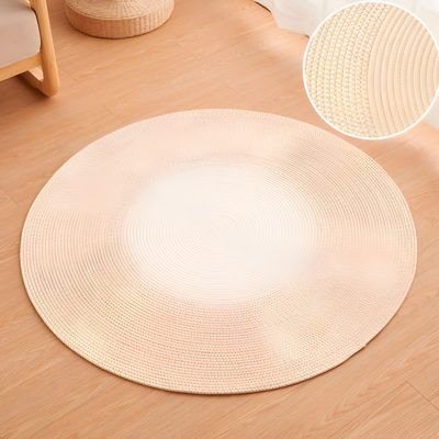 Imagen 2 del producto Alfombra Artesanal Algodón Sala Hogar Redonda Beige 120 CM