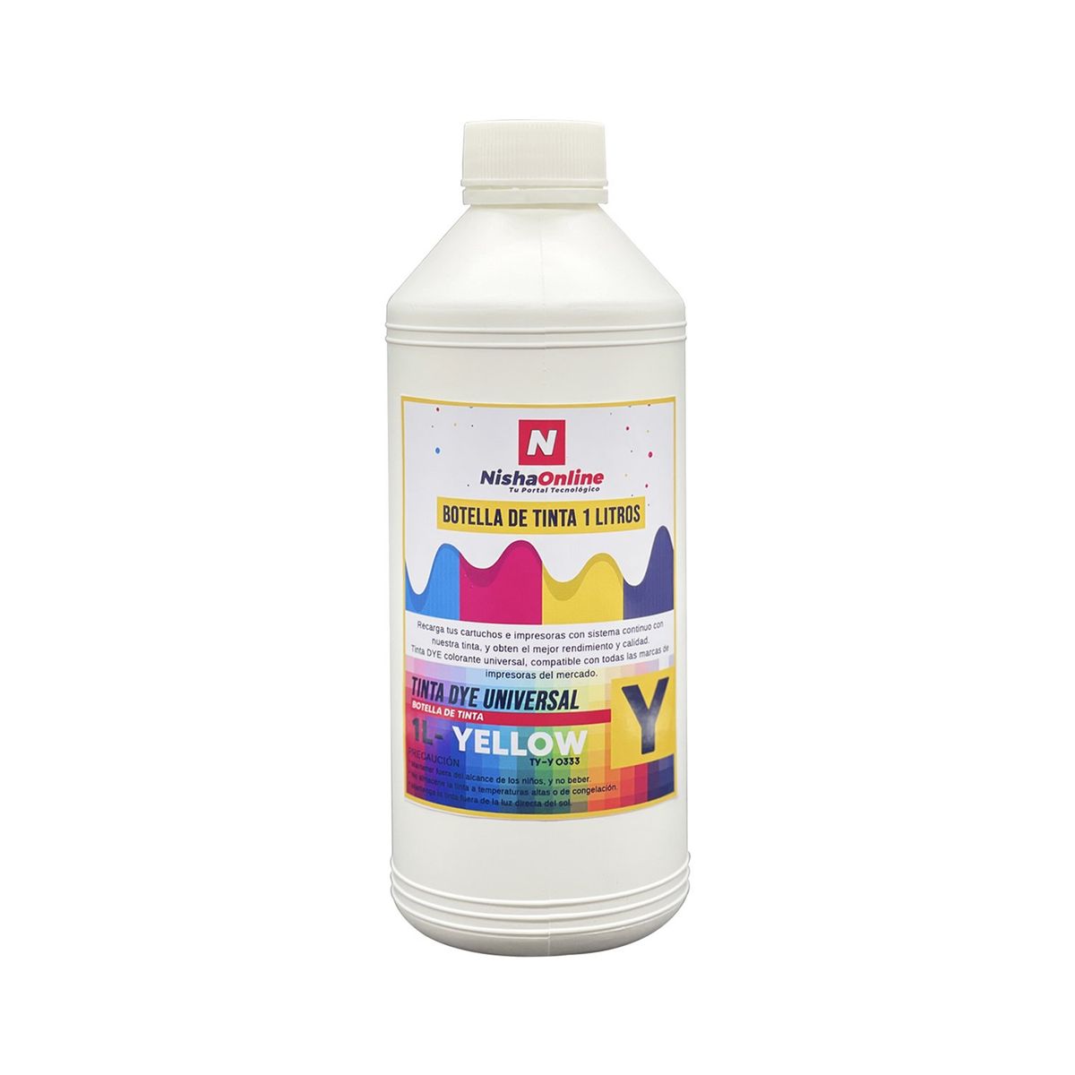 N NISHA ONLINE - Tinta Universal 1 Litros Compatible Ecotank T664 Color Amarillo