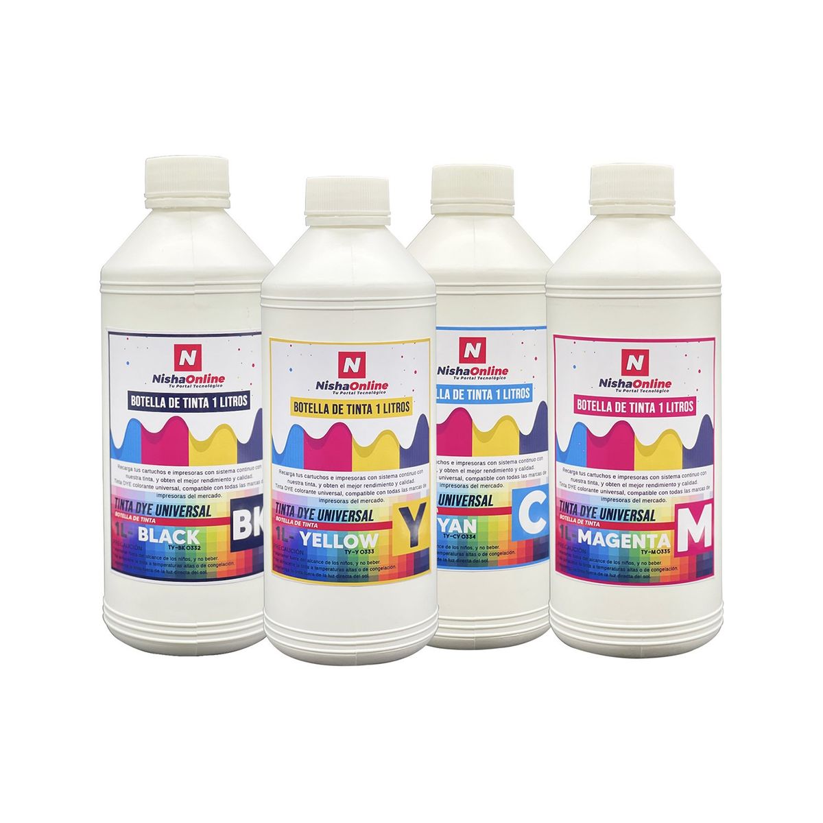N NISHA ONLINE - Tinta Universal 1 Litros Compatible Ecotank T664 Color Amarillo