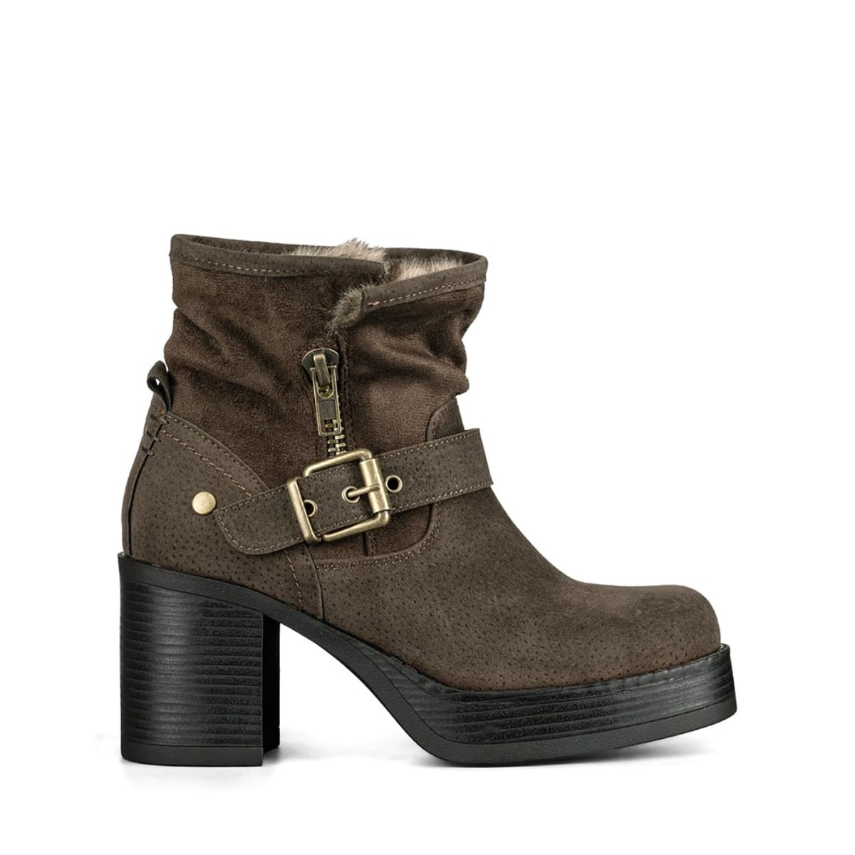 WEIDE - Botin Casual Mujer Taco Grueso Con Felpa Comodo Weide CZY608