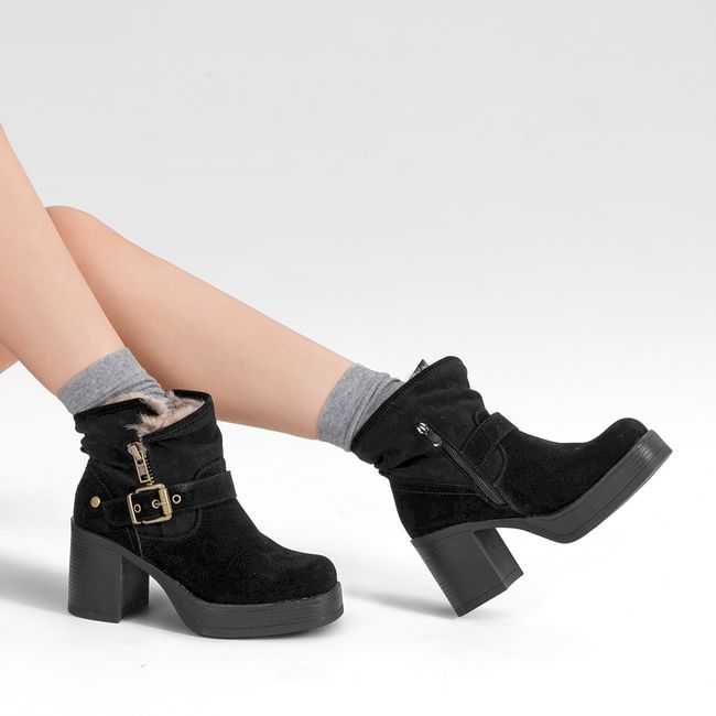 WEIDE - Botin Casual Mujer Taco Grueso Con Felpa Comodo Weide CZY608