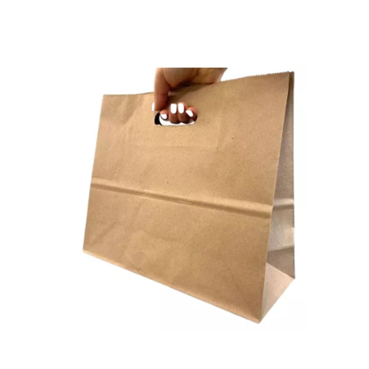 GENERICO - Bolsas Kraft Troqueladas Manilla 50 Unidades 28x15x28 Cm