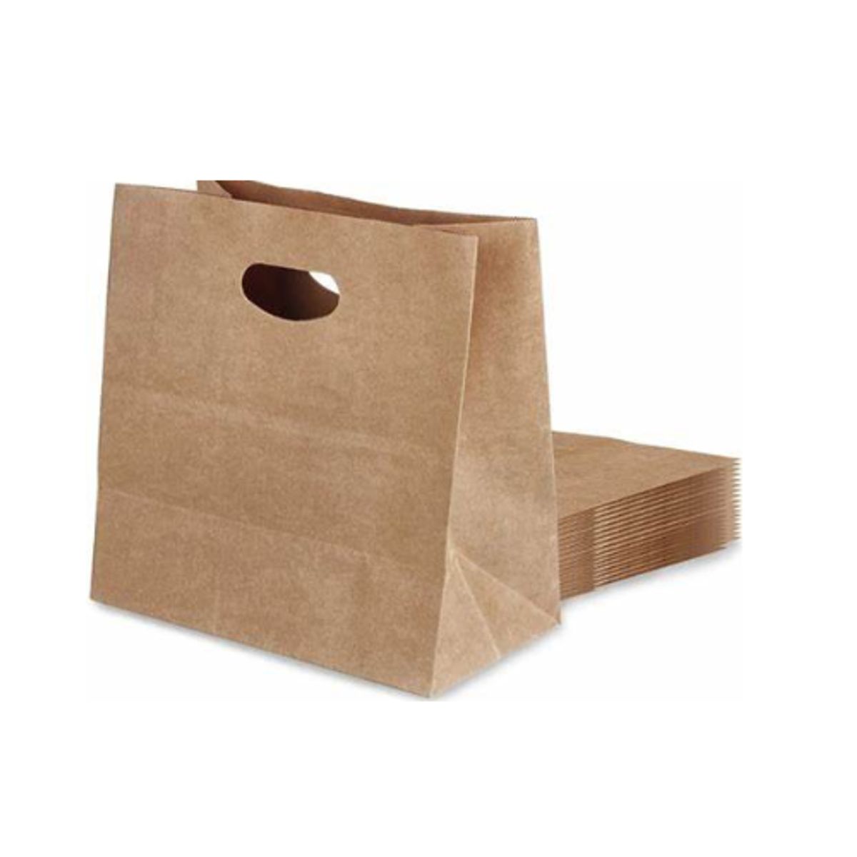 GENERICO - Bolsas Kraft Troqueladas Manilla 50 Unidades 28x15x28 Cm