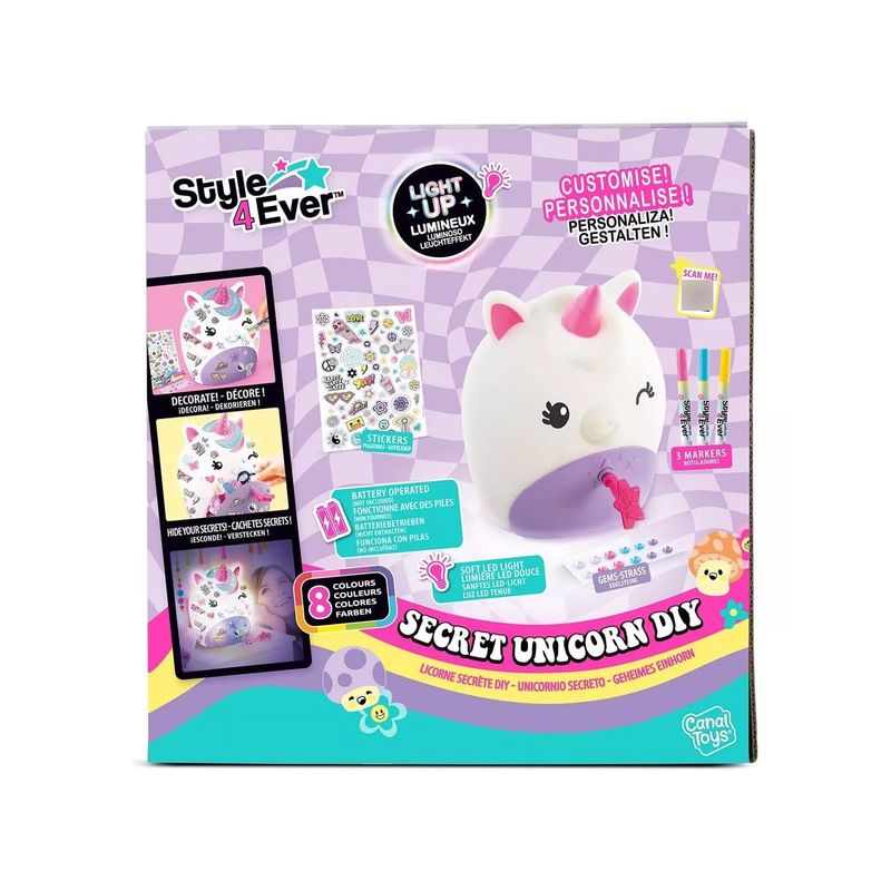 CANAL TOYS - Style 4 Ever Unicornio Luminoso Para Decorar Con Compartimen