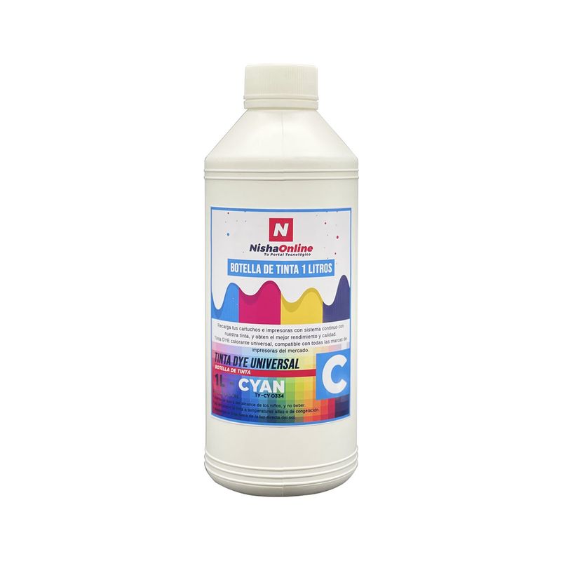 N NISHA ONLINE - Tinta Universal 1 Litros Compatible Ecotank T664 Color Cyan