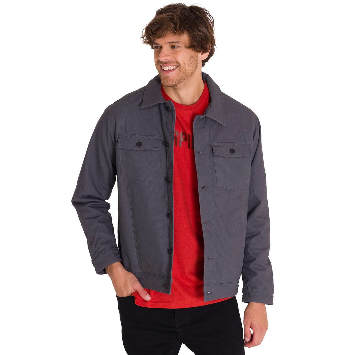 CAT - Chaqueta Trucker Hombre Gris CAT