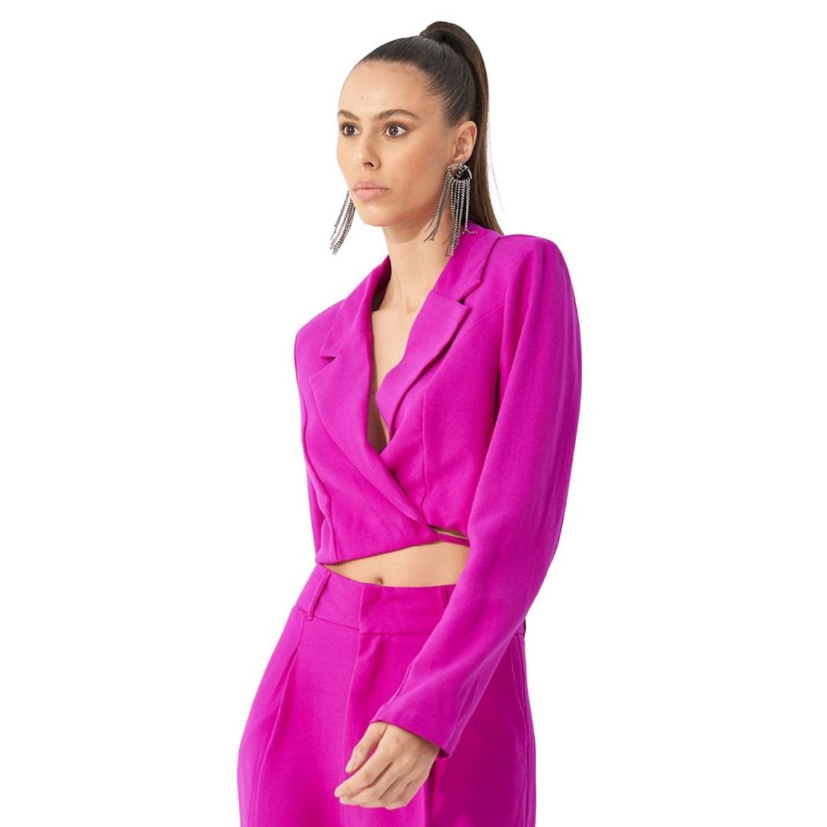 COLCCI - Blazer Recortada con  Cuello de Corbata Colcci