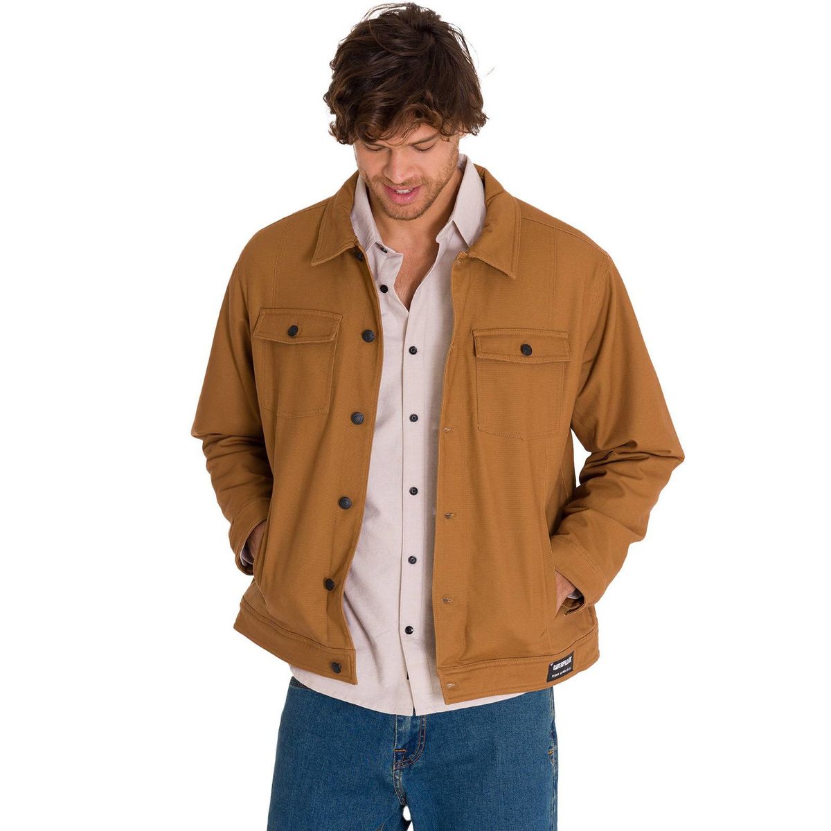 CAT - Chaqueta Trucker Hombre Café CAT
