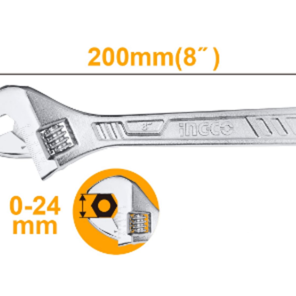 LLAVE FRANCESA CROMADA 8? HADW131082 INGCO, marca INGCO - Foto Principal