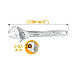 INGCO - LLAVE FRANCESA CROMADA 8″ HADW131082