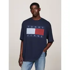 TOMMY HILFIGER - Polera Melange Flag Relaxed Fit Azul
