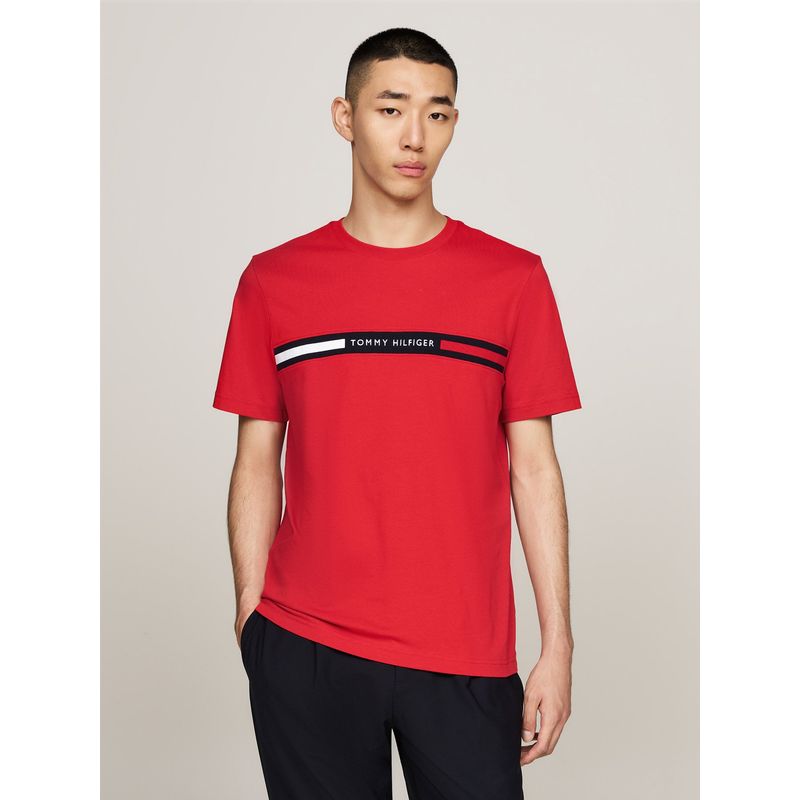 TOMMY HILFIGER - Polera Chest Insert Logo Rojo Tommy Hilfiger