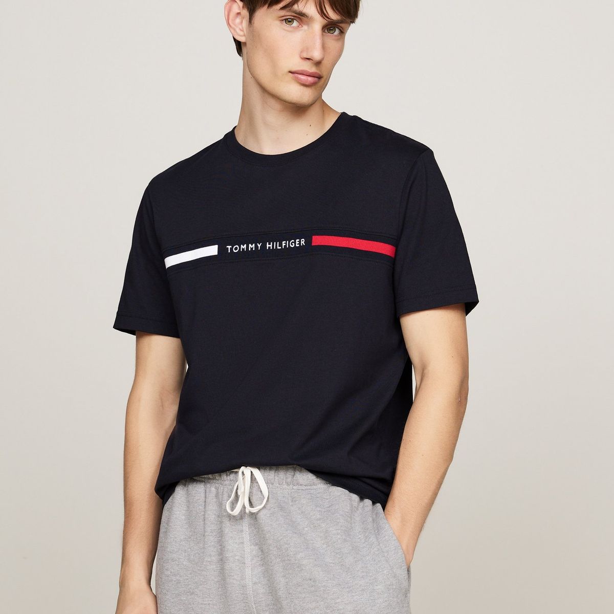 TOMMY HILFIGER - Polera Chest Insert Logo Azul Tommy Hilfiger