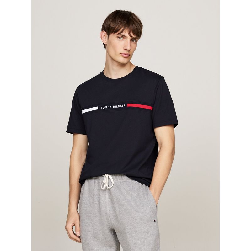TOMMY HILFIGER - Polera Chest Insert Logo Azul Tommy Hilfiger