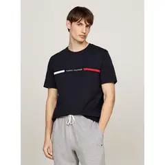 TOMMY HILFIGER - Polera Chest Insert Logo Azul