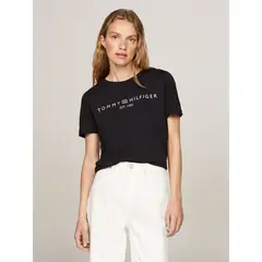 TOMMY HILFIGER - Polera Signature Con Logo Negro