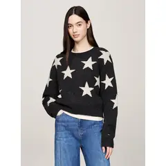 TOMMY HILFIGER - Sweater Con Diseño De Estrellas Negro