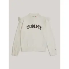 TOMMY HILFIGER - Sweater De Niña Con Logo De Lentejuelas Blanco