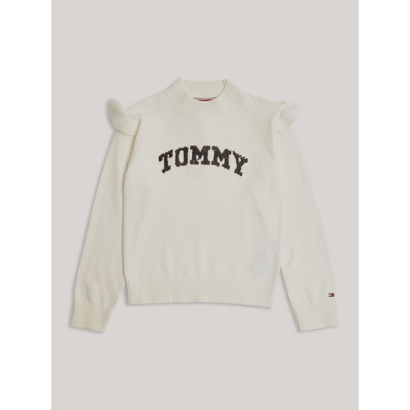 TOMMY HILFIGER - Sweater De Niña Con Logo De Lentejuelas Blanco Tommy Hilfiger