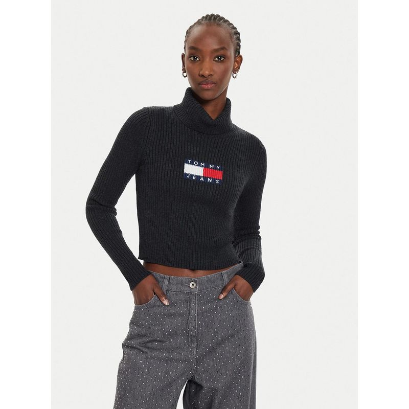 TOMMY HILFIGER - Sweater De Cuello Alto Slim Fit Negro Tommy Hilfiger