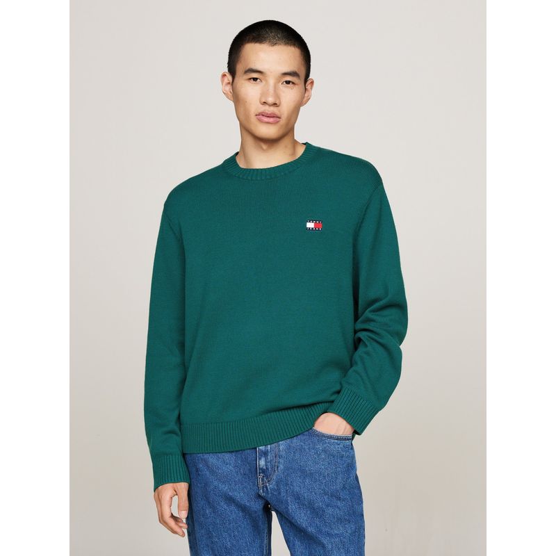 TOMMY HILFIGER - Sweater Con Logo De Parche Verde Tommy Hilfiger