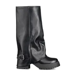WEIDE - Botas Largas Mujer Negro Eco Cuero De Moda CZY605