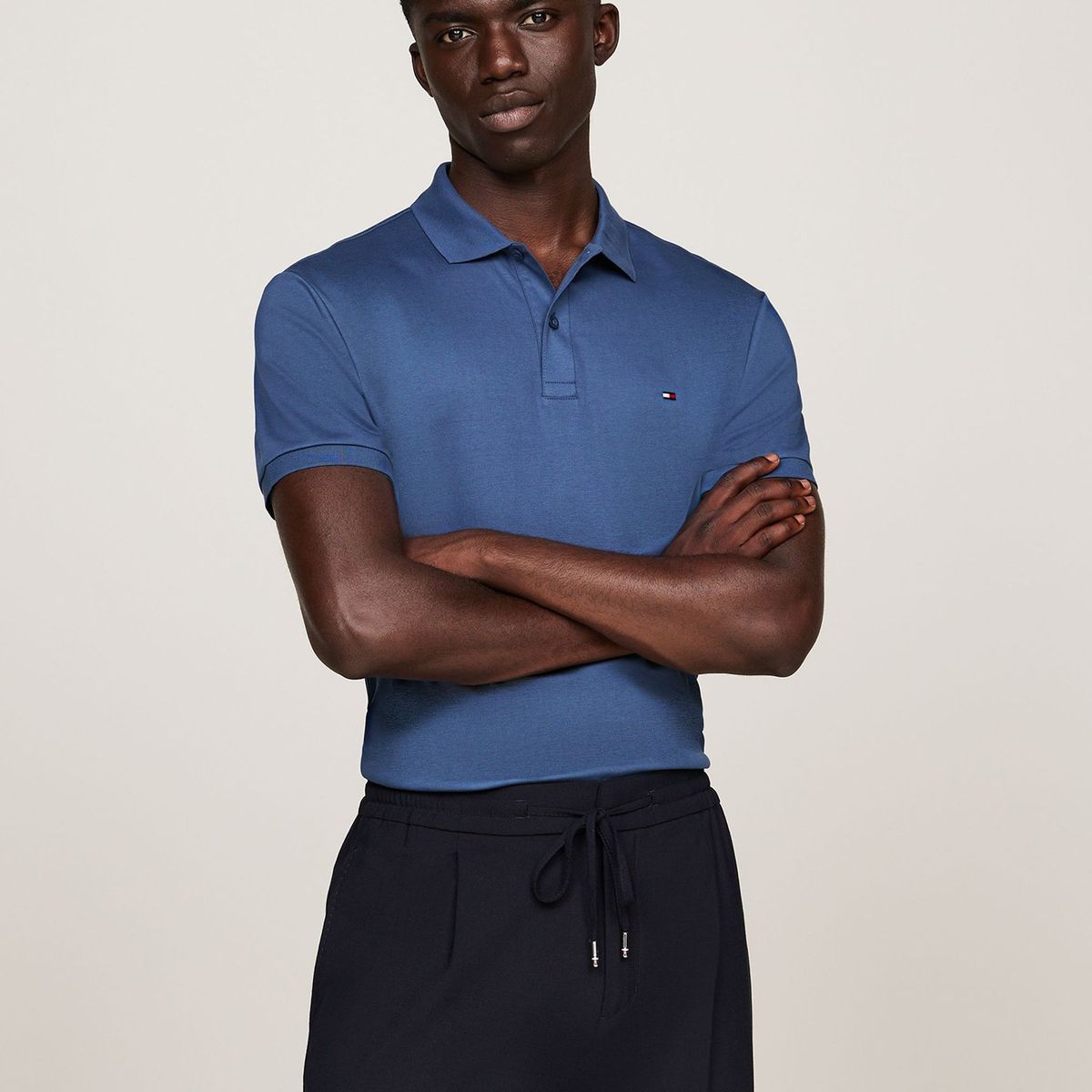 TOMMY HILFIGER - Polo Essential Liquid Cotton Azul Tommy Hilfiger