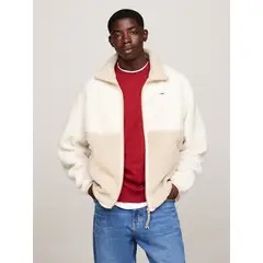 TOMMY HILFIGER - Chaqueta Teddy Essential Con Logo Beige