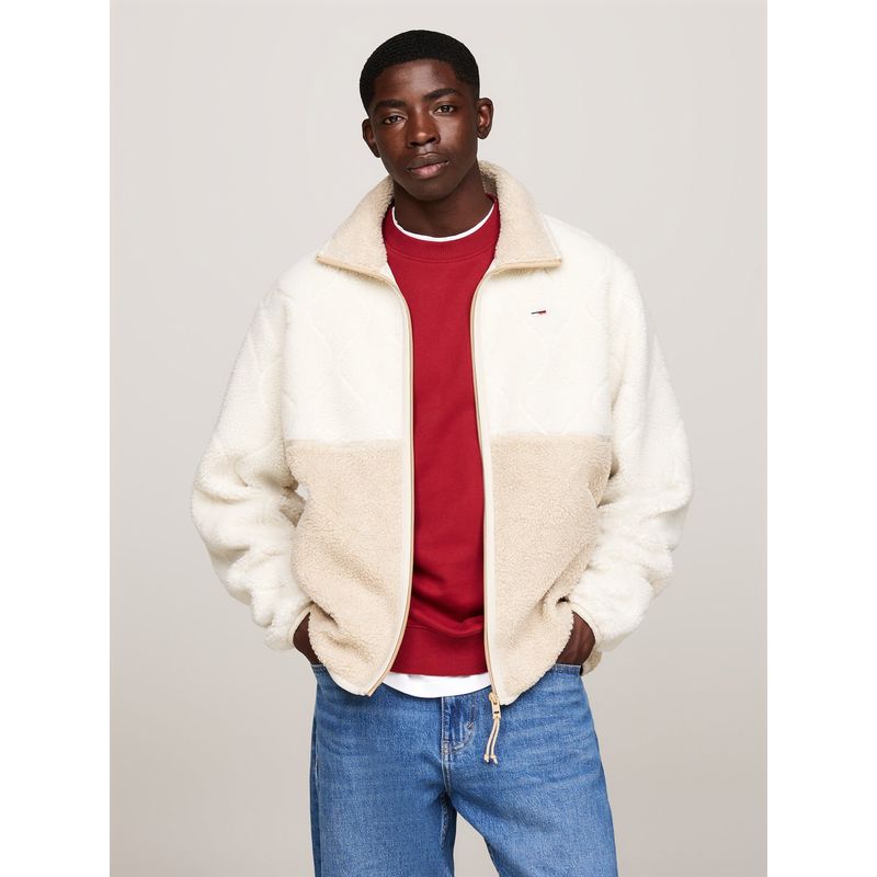 TOMMY HILFIGER - Chaqueta Teddy Essential Con Logo Beige Tommy Hilfiger.