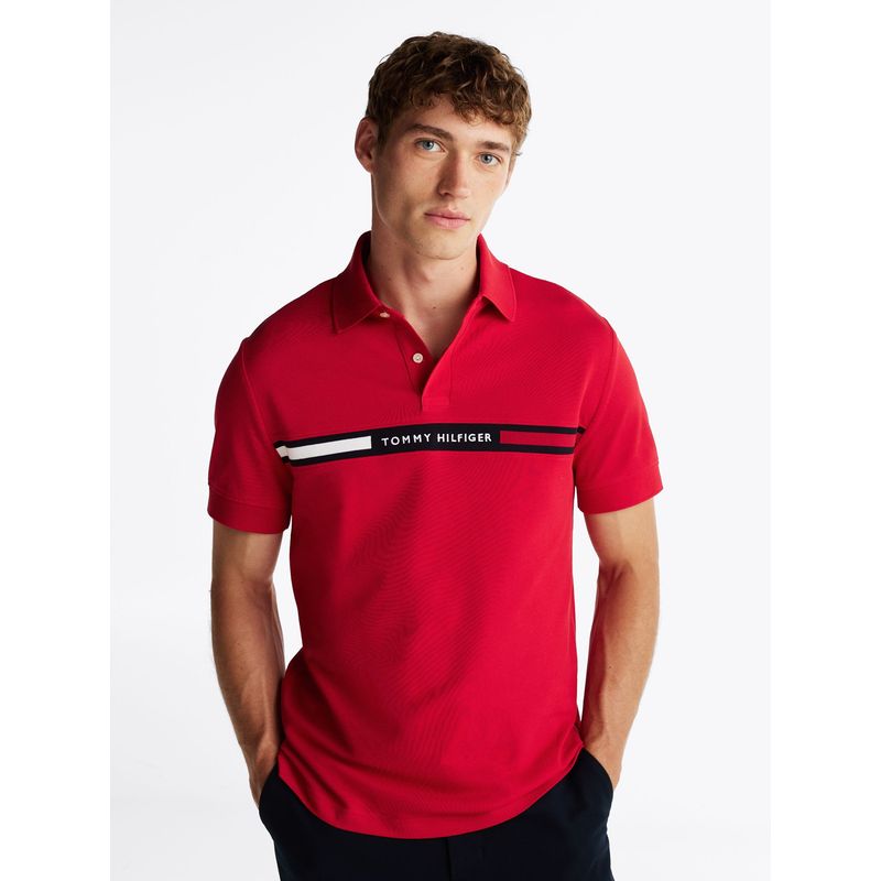 TOMMY HILFIGER - Polo Chest Insert Logo Rojo Tommy Hilfiger