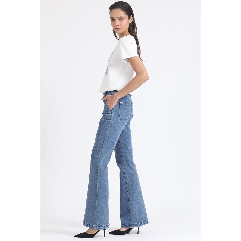 LIOLA - Jeans Flare Tro Medio, Cargo, Azul Liola
