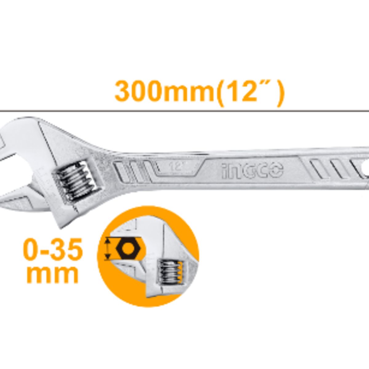 INGCO - LLAVE FRANCESA CROMADA 12? HADW131122 INGCO