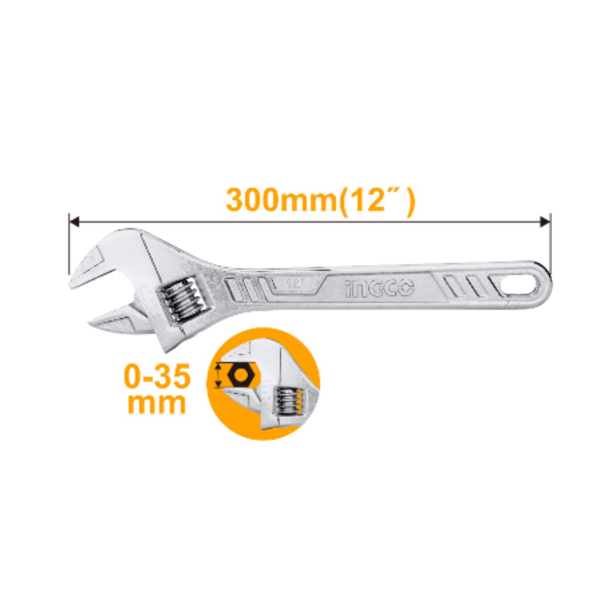 INGCO - LLAVE FRANCESA CROMADA 12? HADW131122 INGCO
