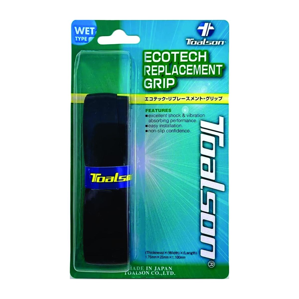 TOALSON - Grip de Tenis Toalson Ecotech Replacement Grip - 1 Unidad - Negro