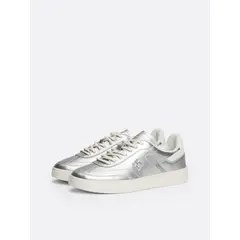 TOMMY HILFIGER - Zapatillas Heritage De Cuero Metalizado Gris
