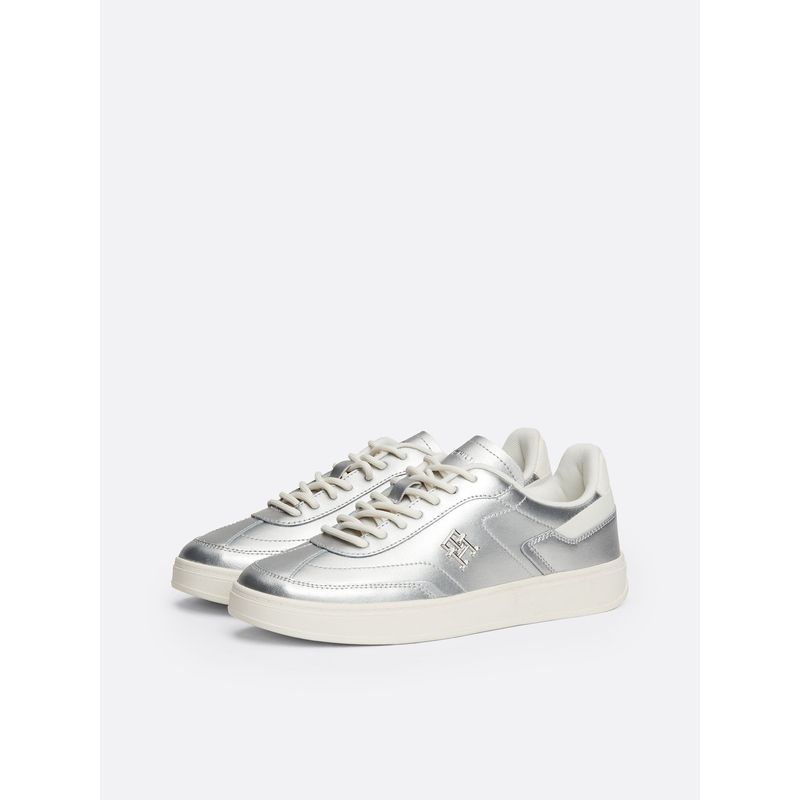 TOMMY HILFIGER - Zapatillas Heritage De Cuero Metalizado Gris Tommy Hilfiger