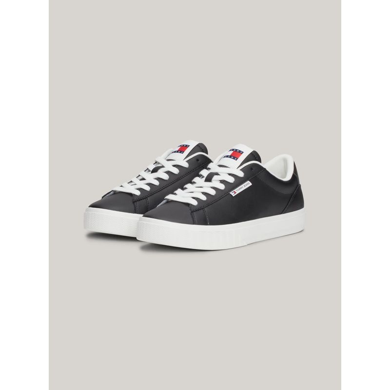 TOMMY HILFIGER - Zapatillas Cuero Cupsole Metallic Negro Tommy Hilfiger