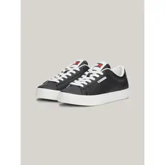 TOMMY HILFIGER - Zapatillas Cuero Cupsole Metallic Negro