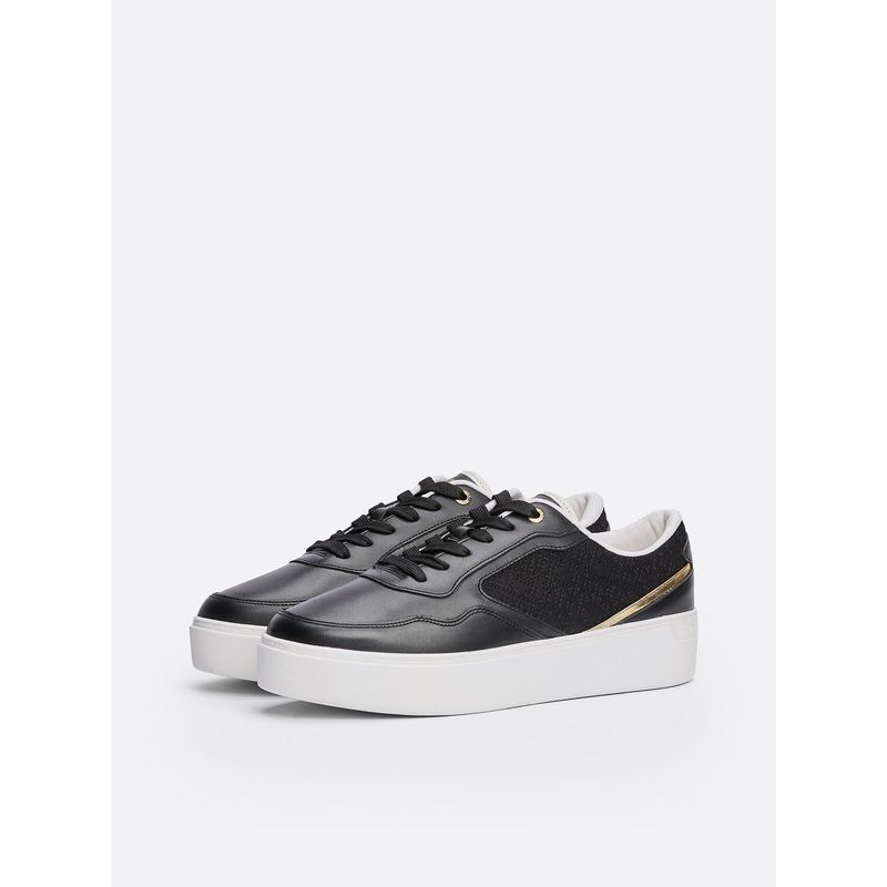 TOMMY HILFIGER - Zapatillas Monogram De Cuero Negro Tommy Hilfiger