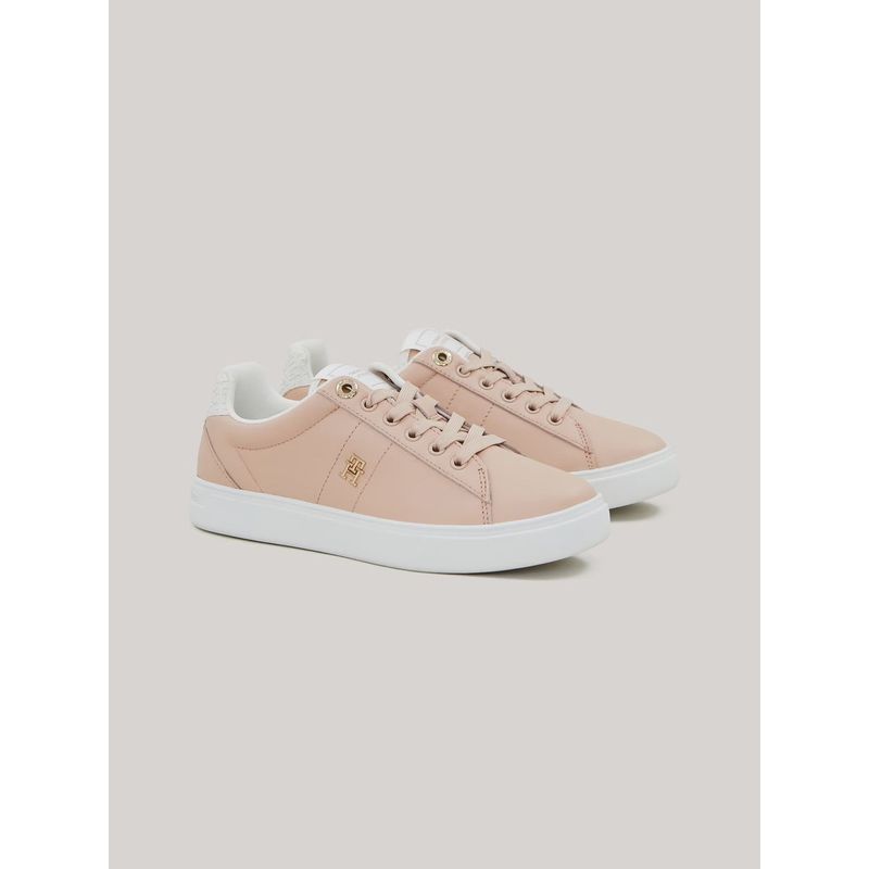 TOMMY HILFIGER - Zapatillas De Cuero Essential Monogram Rosado Tommy Hilfiger