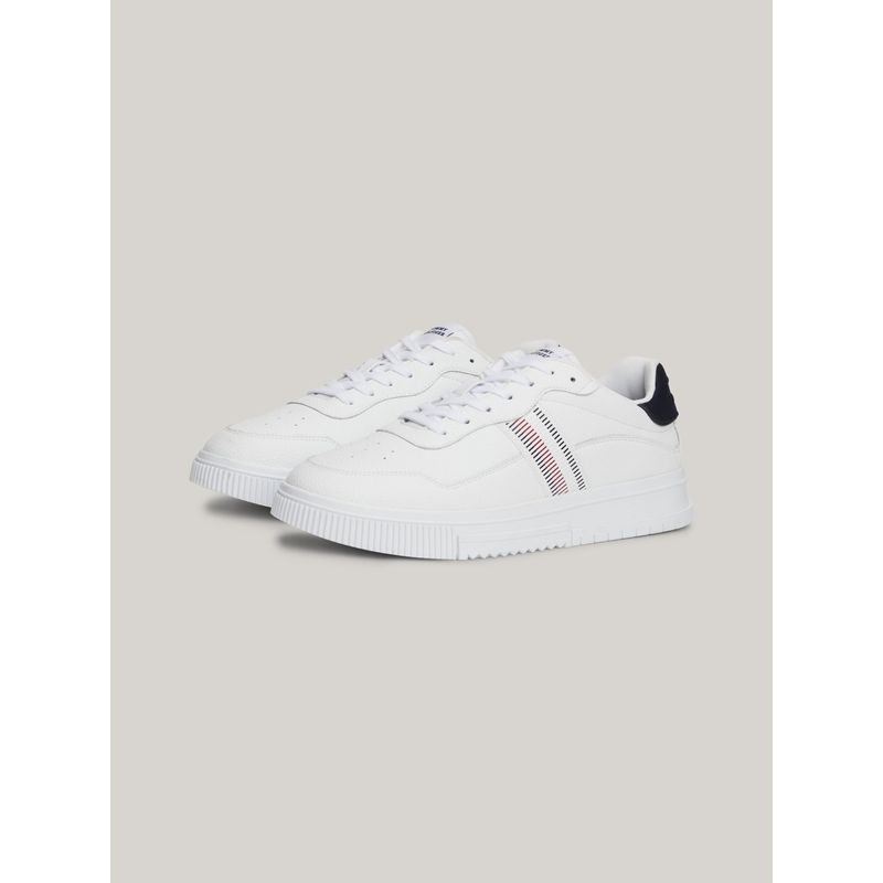 TOMMY HILFIGER - Zapatillas Supercup Stripes De Cuero Blanco Tommy Hilfiger