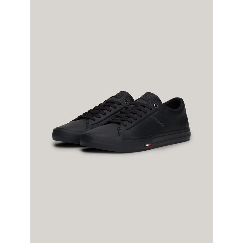TOMMY HILFIGER - Zapatillas Street De Cuero Con Logo Negro Tommy Hilfiger