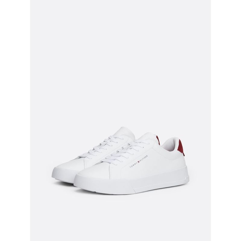 TOMMY HILFIGER - Zapatillas Court De Cuero Con Logo Blanco Tommy Hilfiger