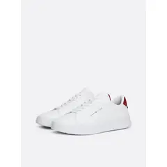 TOMMY HILFIGER - Zapatillas Court De Cuero Con Logo Blanco