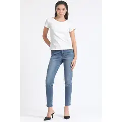 LIOLA - Jeans Skinny Tiro Medio, Doble Pretina, Azul