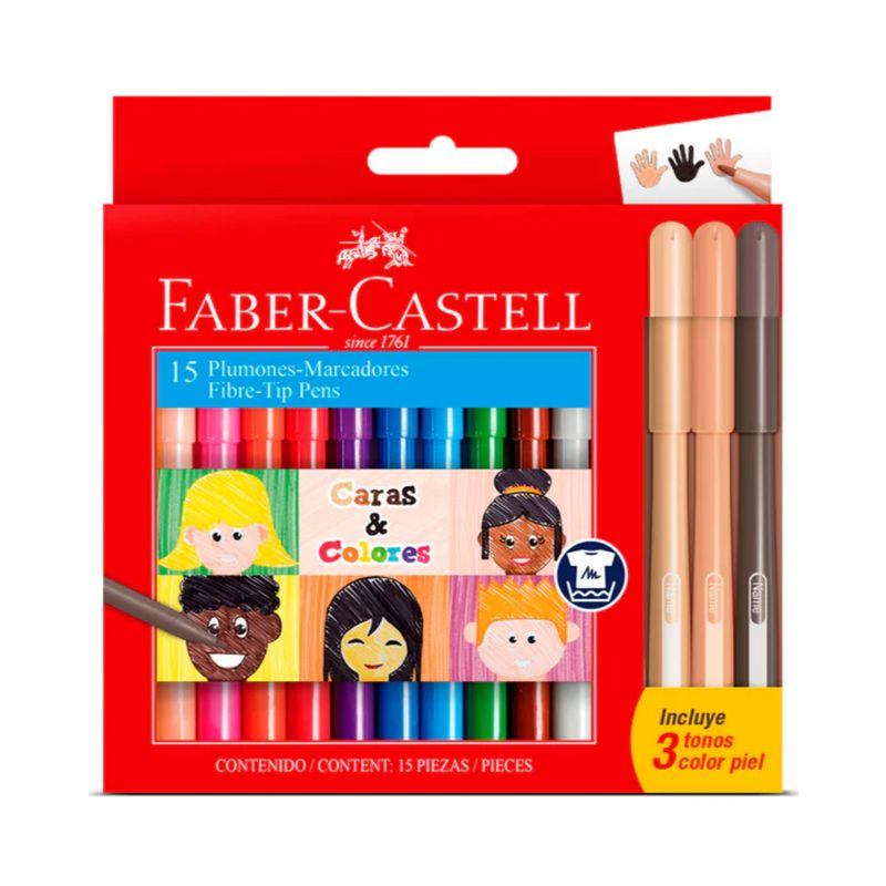 FABER-CASTELL - 15 Marcadores Caras Y Colores Faber-castell