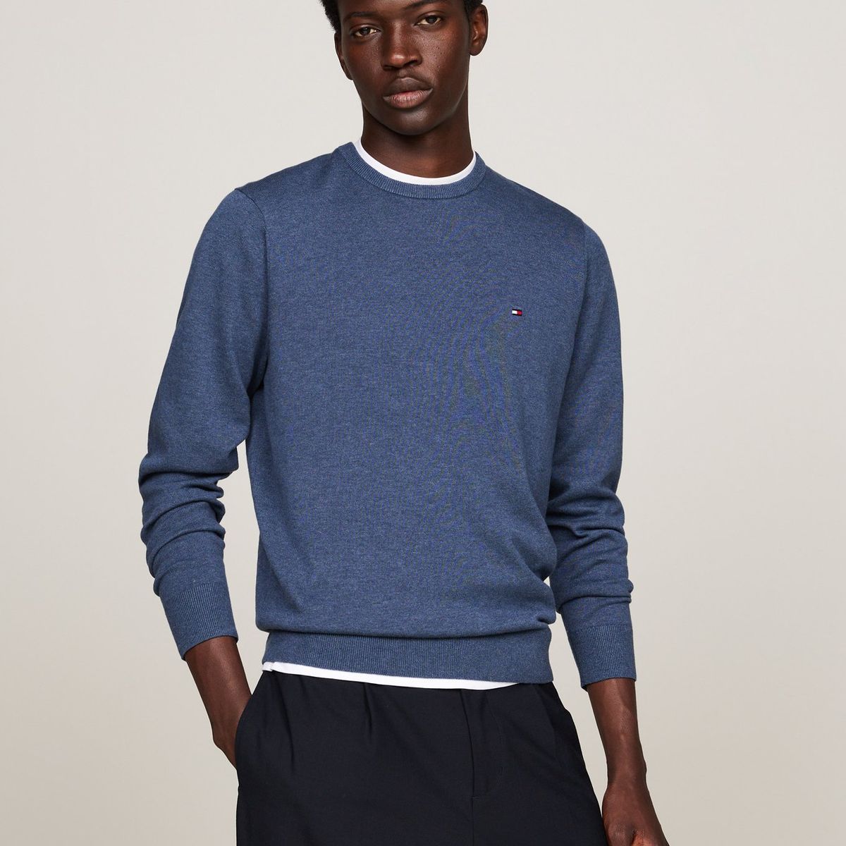 TOMMY HILFIGER - Sweater Básico Signature C-Neck Azul Tommy Hilfiger