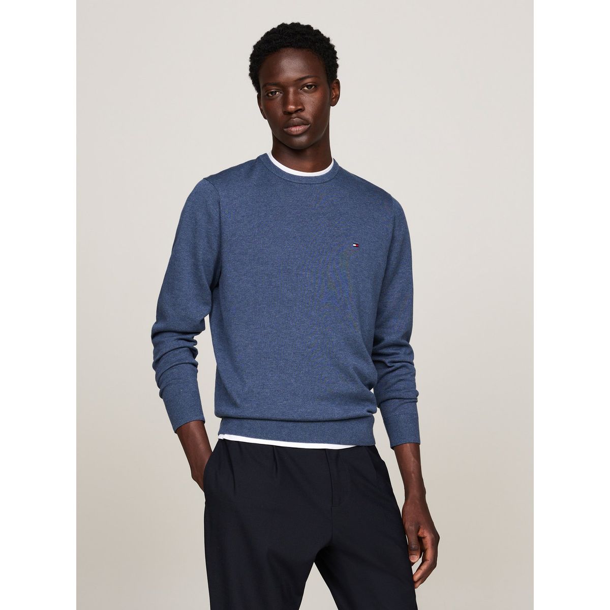 TOMMY HILFIGER - Sweater Básico Signature C-Neck Azul Tommy Hilfiger